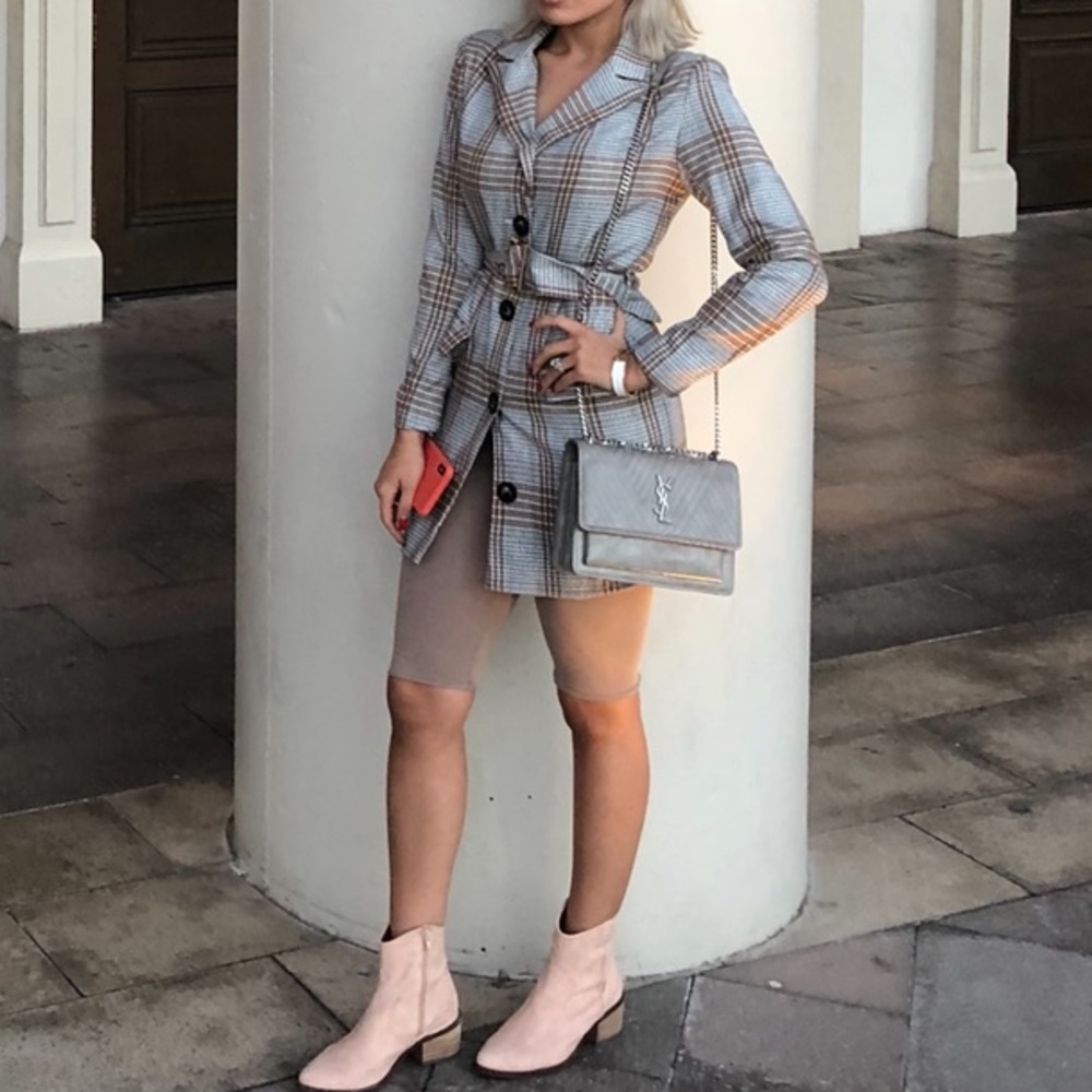 Baby blue blazer dress